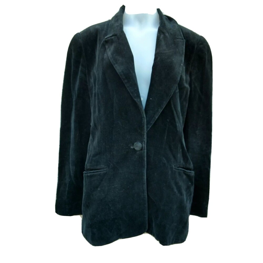 COMPAGNIE INTERNATIONALE EXPRESS Black Velvet Womens Blazer Jacket Lined Sz 5/6